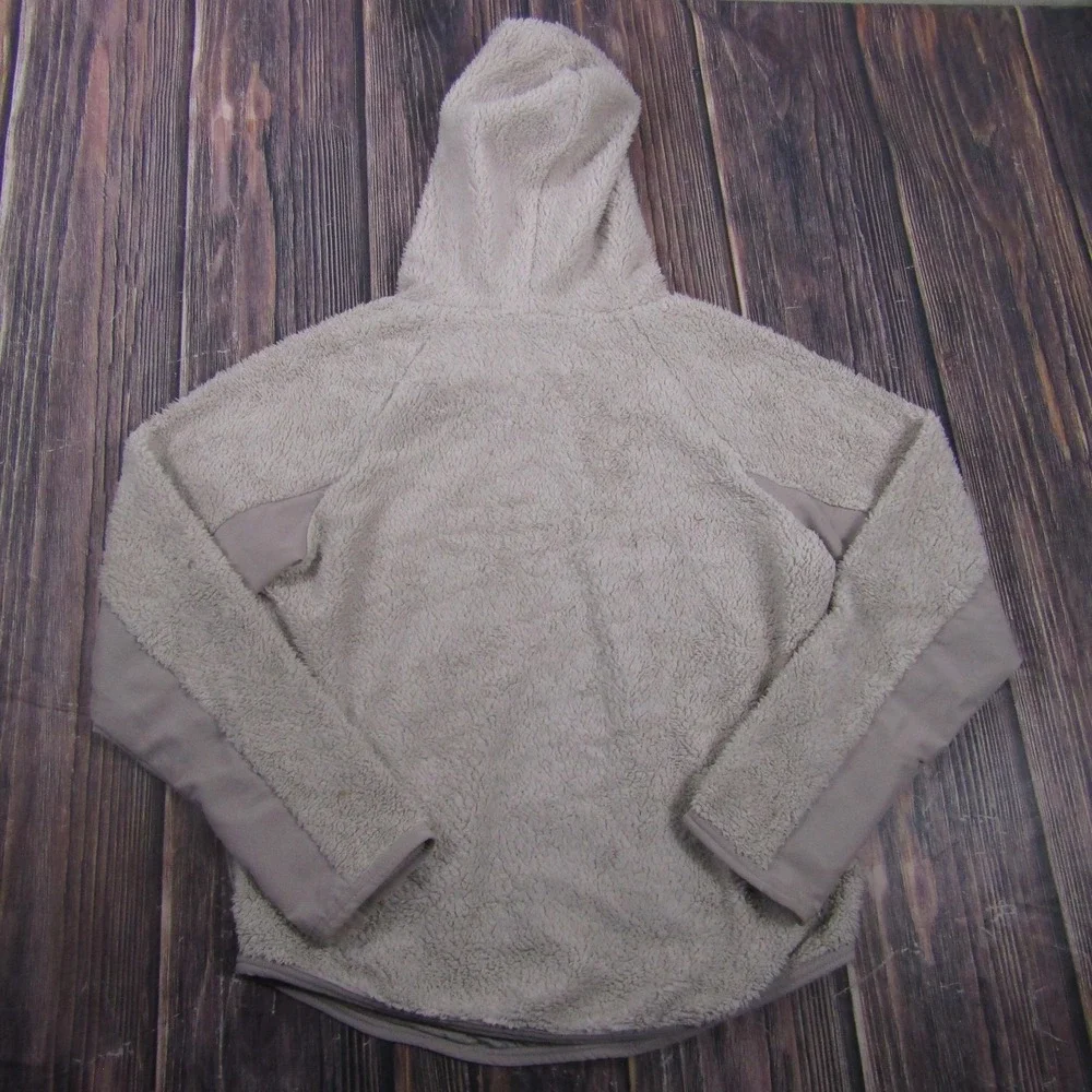 Nike Jacket Mens XS‎ Beige Hooded Lined Fleece Pullover Pockets Winter Cozy